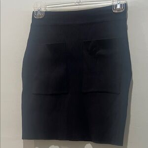 FASHION NOVA FN Ribbed Stretch Black Women's Skirt Pockets